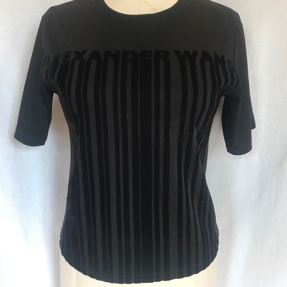 Alexander Wang flocked black velvet sh sl tshirt - Picture 2 of 7
